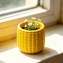 Corn-Shaped Window Sill Small Flower Pot, Corn Kernel Texture, Suitable For Planting Succulents, Daisies, Mini Green Plants, Compact And Space-Saving, Fits Home Window Sill, Desk, Office Desk, Balcony Decoration, Desktop Micro Landscape Ornament, Cute Flower Pot For Planting - Corn-shaped Flower Pot - View 1