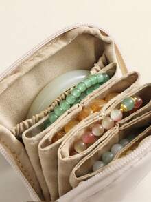 Leather Jewelry Storage Bag, Portable Earring & Bracelet Box, Vintage Jewelry Box Design, Multi-Layer Portable Storage Bag - Multicolor - View 8