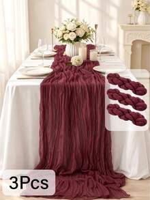 1/3/6/12Pack Cheese Cloth Table Runner, Boho Rustic Sheer Cheesecloth Table Cloth, Suitable For Wedding Party, Baby Shower, Birthday, Home Decor, Housewarming Gift - Burgundy - View 24