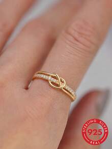 1pc S925 Sterling Silver Romantic Delicate Infinity Symbol Hollow Heart Women's Ring, Luxury Gentle Atmosphere Finger Ring, Niche Fashion Design Textured Ring, Valentine's Day Anniversary Gift For Lover/Partner - Love - View 12