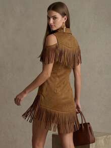 Women Short Dresses - Camel - View 4