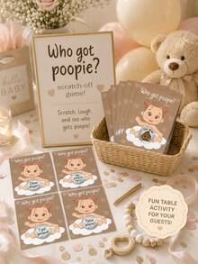 60pcs/30pcs-Baby Shower Party Fun Baby Gift Party Joy - Funny Poop Scratch-Off - Unisex Ideal Choice, Diaper Raffle Tickets, Gender Reveal Party Supplies, Baby Shower Party Gifts, Baby Shower Activities, Scratch-Off Cards - Multicolor - View 6
