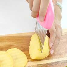 1pc/10pcs/5pcs Creative Stainless Steel Wavy Potato Slicer, Multi-Function Vegetable Slicer Kitchen Gadget - Multicolor - View 3