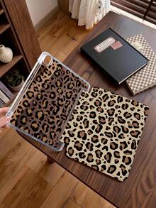 1pc Yellow Leopard Print Tablet Case Compatible With IPad Mini6/7/Air/Air2/9.7/10.2/10.5/10.9 (Air4-Air8)/Pro 11/10th Gen/A16/Pro 11 2024, Double-Sided Painted Pattern, Transparent Acrylic Back Shell, Silk Texture 8-Fold Stand, Auto Sleep/Wake, Built-In Pen Slot, Pen Not Included, Some Models With Camera Frame - Multicolor - View 6