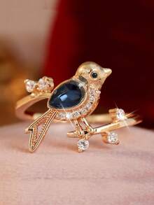 3D Bird-Shaped Inlaid Synthetic Zirconia, Suitable For Daily Wear - Rose Gold - View 8