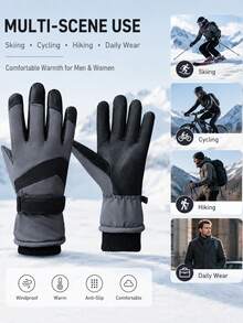 Guantes de esquí para invierno a prueba de viento y resistentes al frío, guantes para hombre antiabrasión y repelentes al agua, guantes para mujer con forro térmico y pantalla táctil - Multicolor - Ver 5