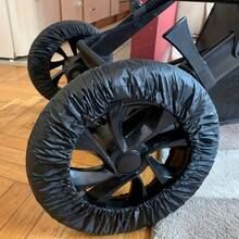 4pcs Toddler Wheel Covers, Polyester Material, Dustproof And Stain-Resistant, Easy To Clean, Suitable For Entrance Use, Outdoor Return, Dustproof And Stain-Resistant, Travel Gear, Halloween, Christmas, Gifts - Black - View 6