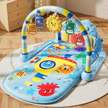 dearlomum - Gimnasio de actividades para bebés con diseño de conejito rosa (incluye piano con función de pataditas)| Alfombra de juegos para fortalecer el cuello (tummy time) con 5 juguetes sensoriales, música y luces; apto para recién nacidos de 0 a 12 meses (regalo unisex) - Conejo espacial tierno - Rosa - Ver 4