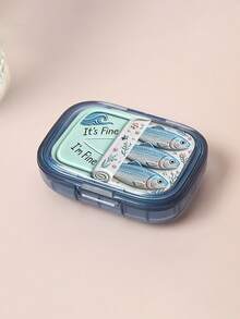 Canned Sardine Square Pill Box, Portable Pill Storage Box, Mini Transparent Storage Box, Portable Jewelry Pill Box, Travel Pill Box, Large Capacity Compartment, Weekly Pill Dispenser, Suitable For Daily Medication And Vitamins - Multicolor - View 13