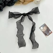 1pc Elegant Black Glitter Tulle Ribbon With Long Tail, Suitable For Bouquets, Wedding Decoration, DIY Craft Accessories And Daily Use - Multiple Styles - View 3