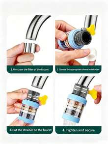 Universal Faucet Water Filter, Detachable & Washable Anti-Splash Faucet Aerator, Kitchen Sink Faucet Accessory, Multi-Layer Filtration Effectively Removes Impurities From Tap Water - Average Price - View 6