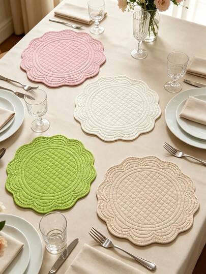 1/2/4pcs Minimalist Fashion Quilted Placemats, Suitable For Wedding Party Table Decor, Minimalist Fashion Table Mats, Coffee Machine Mats, Non-Slip Heat-Resistant Mats, Suitable For Wedding Party, Holiday Celebration, Picnic Camping, Birthday Party Table Decor Placemats