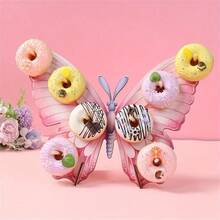 1 Set Pink Butterfly Shaped Wooden Donut Stand, Butterfly Shaped Donut Display Rack Frame, Birthday Table Centerpiece Decoration, Birthday, Anniversary, Baby Shower, Bridal Shower, Wedding Decoration Donut Stand - Butterfly - View 7