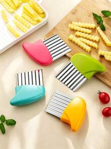 1pc/10pcs/5pcs Creative Stainless Steel Wavy Potato Slicer, Multi-Function Vegetable Slicer Kitchen Gadget - Multicolor - View 1