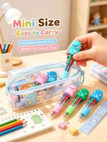 Cute Dinosaur 4-In-1 Multi-Color Ballpoint Pen, 3D Cartoon 3D Pen Head Portable Planner Pen, Student Note-Taking Marking School Supplies - Multicolor - View 5