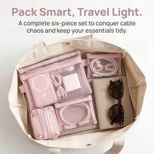 6pcs Mesh Zipper Storage Bags, Portable Travel Coin Pouches, Suitable For Data Cables, Earphones, Phone Accessories, Digital Storage, Makeup Bags, Transparent Mesh Coin & Miscellaneous Storage Bags, Back To School Supplies,Back To School - Multicolor - View 5