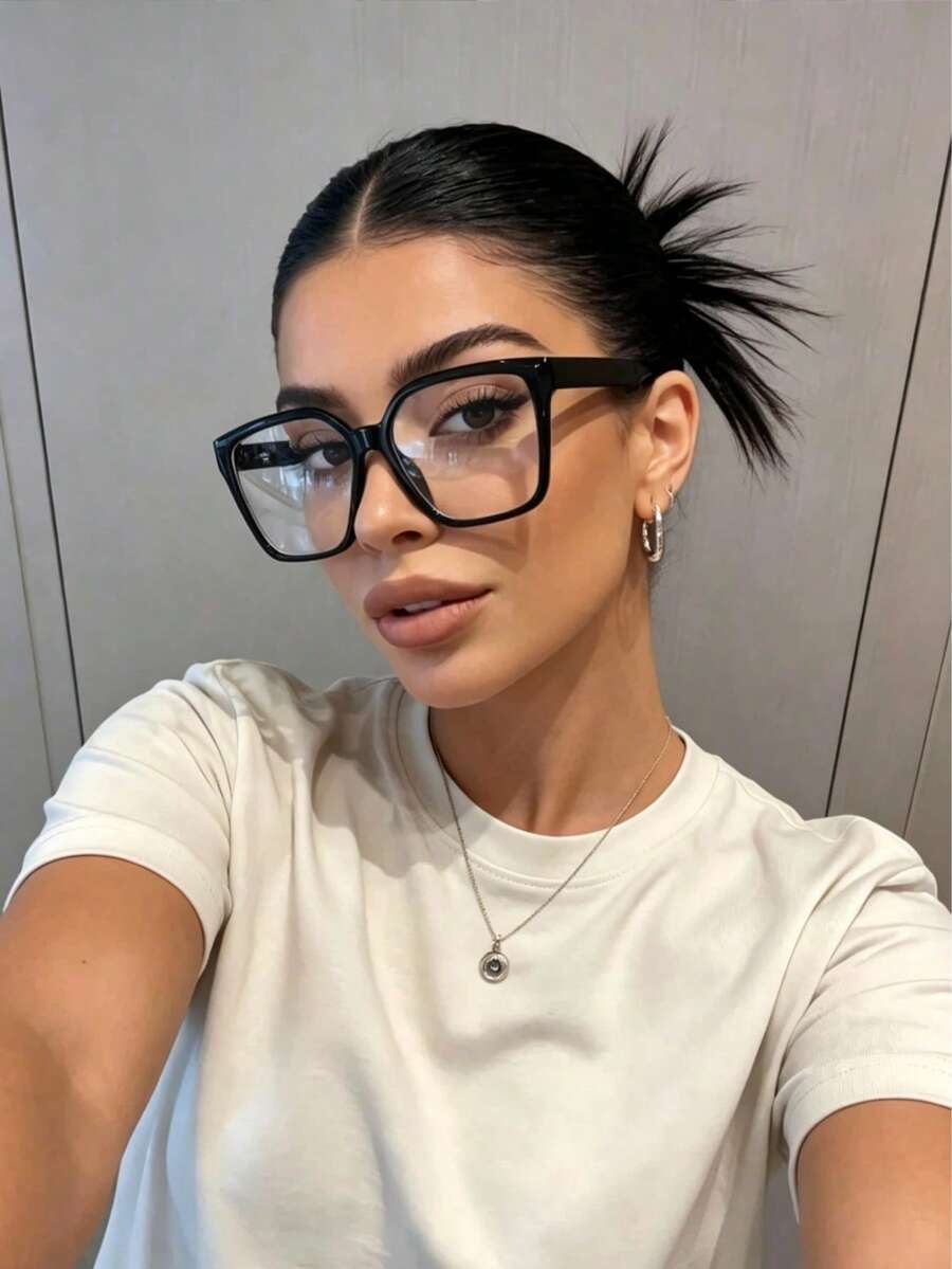 1 Pair Unisex Fashion Casual Minimalist Oversized Black Frame Slimming Plain Glasses - Colorless - View 1