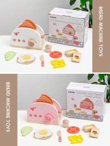 Wooden Pretend Play Bread Maker Toy For Kids, Role Play Toaster, Birthday Gift - Multicolor - View 4