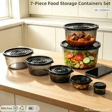 14pcs Multi-Size Round PP Food Storage Containers, No Seal Ring Structure, Stackable And Nestable, Oven , Dishwasher , Suitable For Refrigerator And Daily Food Preservation - Multicolor - View 12