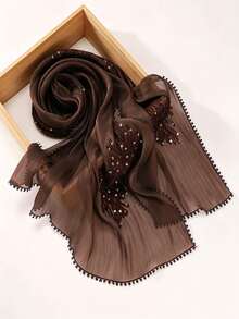 1pc New Heavy Industry Gorgeous Sequin Lace Embroidered Flower Edge Modest Fashion Sequin Embroidered Organza Muslim Headscarf Hijab Shawl - Multicolor - View 18