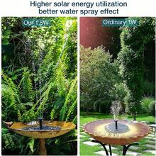 Bomba de fuente solar con 6 boquillas, fuente de baño para pájaros solar, bomba de agua flotante, adecuada para estanques (funciona bajo la luz solar) - Negro - Ver 3