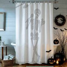 1pc Skull Shower Curtain, Vintage Design, Waterproof Bath Curtain, Suitable For Bathtub Partition, Bathroom Decor And Bathroom Accessories, Home Decor Gift - Multicolor - View 9