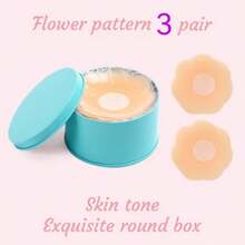 2/6/12pcs Women's Nipple Covers, Reusable Silicone Self-Adhesive Invisible Nipple Covers With Travel Storage Box - Standard - View 10