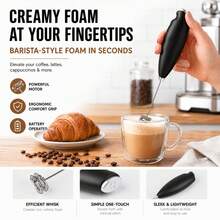 Portable Battery-Operated Milk Frother For Creating Rich And Creamy Froth, Featuring A Lightweight Plastic Handle And A Whisk Made Of 304 Stainless Steel. This Low-Noise Kitchen Gadget Is Perfect For Beverages, Coffee Enthusiasts, Camping Trips - Multicolor - View 3