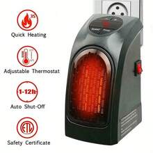 Mini Plug-In Space Heater With LCD Digital Display, Adjustable Thermostat, 24-Hour Timer, Overheat Protection, Suitable For Offices Or Bedrooms - US A Type Plug(110-127V) - View 2