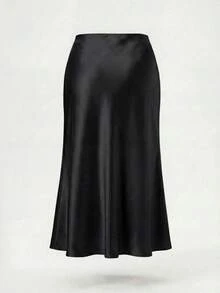 Gaun Panjang Satin Hitam Ukuran Plus yang Elegan, Desain Duyung dari Kain Tenun, Sedikit Elastis, Cocok untuk Pakaian Malam - Hitam - View 2
