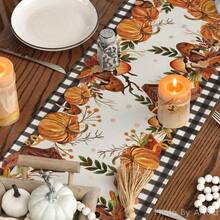 1pc Vintage Pumpkin Birdhouse Print Autumn Home Decor Table Runner - Polyester Stiff Fabric, Rectangular, Ideal For Holiday Dining And Outdoor Parties, Suitable For Home Dining Room, Restaurant, Kitchen Supplies, Party Table Decoration - Orange - View 7
