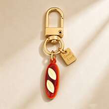 1pc/3pcs Unisex Alloy Painted Faux Bread Baguette Pendant English Letter Keychain Accessory Couple Bag Charm - Multicolor - View 3