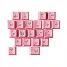 AULA Beauty Butterfly Love Keycaps con Grabado Lateral DIY Personalizado PBT Altura de Fábrica 21 Teclas Patrón Lindo Tapas de Teclado - Ver 13