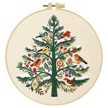 Christmas Cartoon Theme Embroidery Kit, 1 Pack Cross Stitch Kits,DIY Embroidery Starter Kit For Adults & Beginners, DIY Needlepoint Kit With Embroidery Hoop Thread Needle For Craft Lover Birthday Christmas Gifts ,20*20cm/7.9*7.9in - Christmas Theme - View 6