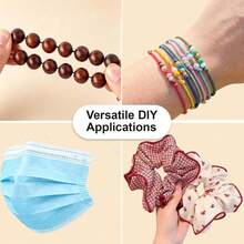 1pc 5yd 2mm Multi-Color Elastic Bead Cord, Stretchable Jewelry String | 2.5" Wide, Soft & Durable, Easy To Knot. Suitable For Keychains, Journal Binding, Bracelet Making Kits, Colorful Accessory Sets - Multiple Styles - View 2