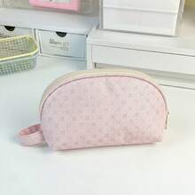 Ins女孩貝殼造型鉛筆袋，溫柔印花大容量手持學生文具袋，雙用途化妝收納包 - 多色 - 查看 2