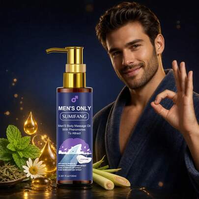 SUMIFANG Minyak Pijat Tubuh Pria dengan Aroma Wangi, Formula Ekstrak Tumbuhan Alami. Cocok untuk Pijat Malam Hari Setelah Mandi, Melembapkan dan Menutrisi Kulit Kering, Menenangkan Kulit, Menyegarkan dan Tidak Berminyak. 100ml