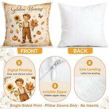 4pcs Vintage Autumn Harvest Pattern Pillow Covers Without Inserts, Single-Sided Printed Pillow Covers, Suitable For Living Room Bedroom Home Decor, All-Season Pillow Covers - Multicolor - View 4