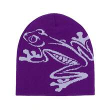 1pc Hip-Hop Color Block Frog Knitted Hat, Unisex Personalized Street Style Beanie, Men's Brimless Warm Knit Cap, Women's Fashion Street Hip-Hop Skateboard Beanie, Halloween Gift Recommendation, Christmas Holiday Party Product - Frog Style - View 12