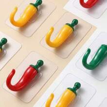 1pc Chili Pepper Hook, Strong Adhesive No-Drill Wall Hook, Entryway Key Hook - View 5