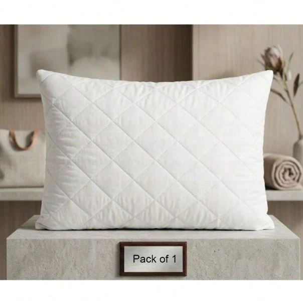H&R Premium Luxury Quilted Pillows Ultra Soft Hotel Quality Bedding For Back Side Sleepers Pack Of 1 2 4 - White - View 1