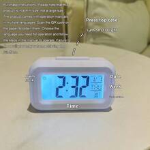 1pc Small Size Student Alarm Clock Mini Electronic Clock, Smart Desktop Multi-Function Clock, LED Backlight With Temperature Calendar Kitchen Timer, Thermometer, Soft Volume, Palm-Sized - Multicolor - View 4