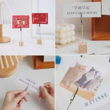 3/10/20 buah Tempat Kartu Nama Kayu, Klip Memo, Stand Pajangan Foto - Cocok untuk Label Harga, Foto, Kartu Meja, dan Nomor Meja - Beraneka warna - View 4