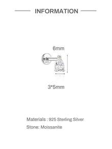 AnlaScheer 1pc S925 Sterling Silver Pear-Shaped Moissanite Flat Back Piercing Stud Earrings, Multiple Sizes, Silver Color Exquisite Jewelry For Women - Silver - View 14