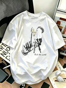 Oversize T-Shirt, lässig, minimalistisch, kurzärmelig, Rundhalsausschnitt für Damen - Weiss - Übersicht 1