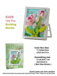 Floral Shadow Particle Building Block Set 100-300 Pieces, Exquisite Gift, Desktop Decoration, Bright Colors, Suitable For Home Decor/Office Decor/Store Display/Art Collection/Gift Exchange, Party Gift - Multicolor - View 7