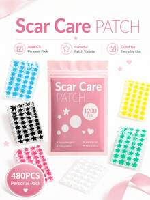 480/1200PCS 6-Color Star-Shaped Scar Patches, Waterproof And Sweat-Resistant, Day And Night Use, Scar Concealment, Seamless And Non-Caking, Gentle And Non-Irritating - View 7