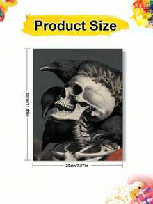 Lukisan Minyak Digital DIY Gagak dan Tengkorak, Seni Kanvas untuk Pemula, Kit Melukis dengan Angka untuk Dewasa, Dekorasi Dinding Rumah, Hadiah Halloween. - Set - View 8