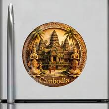 Cambodia Angkor Wat Apsara Grace And Lotus Stillness Magnet Where The Ancient Temples Breathe In The Jungle's Quiet Embrace Keepsake For All Metal Surfaces Throughout The Home - A - View 2