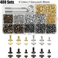 480/360/180pcs Leather Rivets, Leather Rivet Set, 4 Colors 3 Sizes Leather Rivets And Buttons, Suitable For Leather Craft, Clothing, Shoes, Boots, Bags, Decoration - Multicolor - View 14